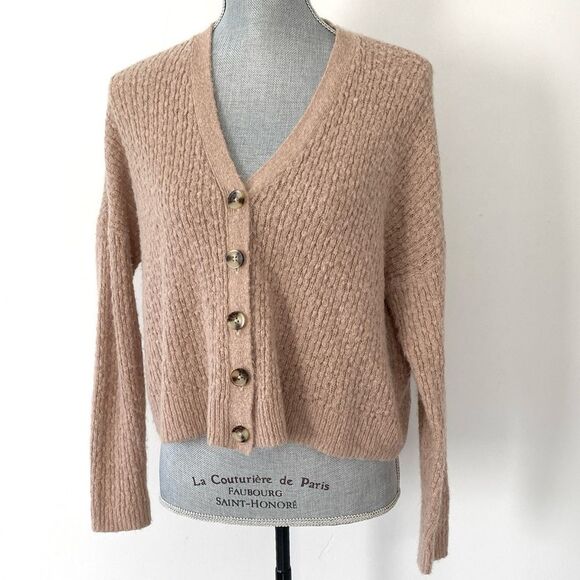Madewell Dusty Pink Soft Alpaca Blend Oversized Cardigan Sz S Boho Coastal - Picture 1 of 16